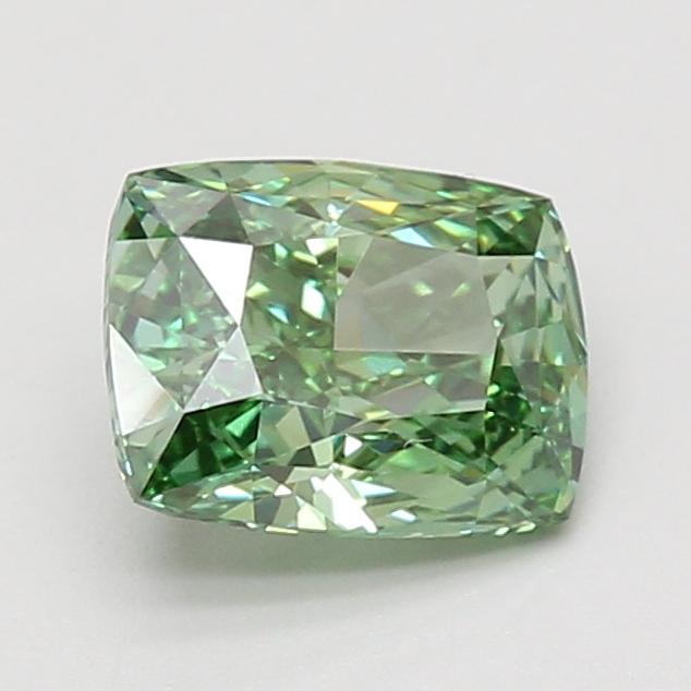 1.72 Ct. Fancy Vivid Green Cushion Lab Grown Diamond
