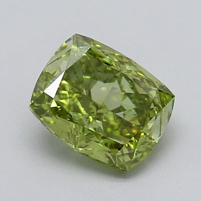 1.51 Ct. Fancy Vivid  Green Cushion Lab Grown Diamond