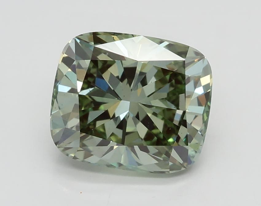 2.09 Ct. Fancy Intense Green Cushion Lab Grown Diamond