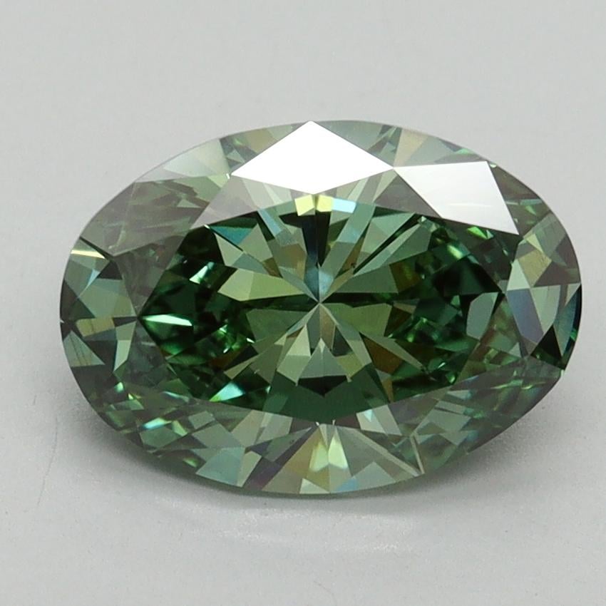 2.00 Ct. Fancy Vivid Pacific Green Oval Lab Grown Diamond