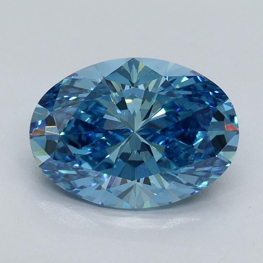 2.28 Ct. Fancy Vivid Malibu Blue Oval Lab Grown Diamond