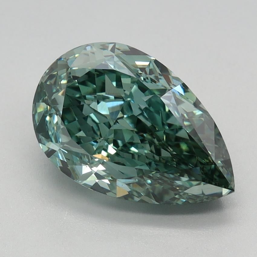2.61 Ct. Fancy Vivid Bluish Green Pear Lab Grown Diamond