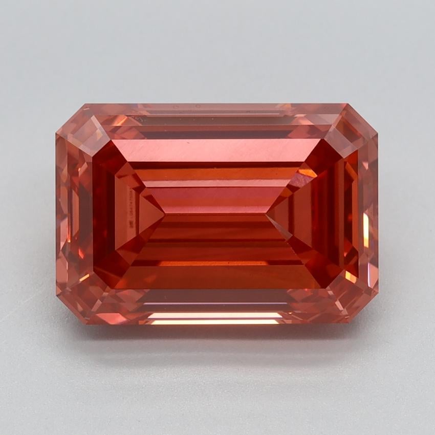4.19 Ct. Fancy Vivid Orangy Pink Emerald Lab Grown Diamond