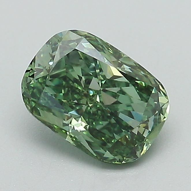 1.00 Ct. Fancy Vivid Green Cushion Lab Grown Diamond