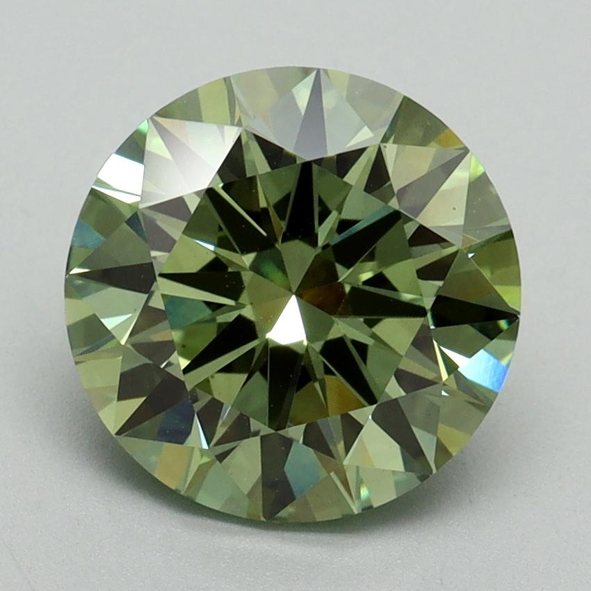 3.02 Ct. Fancy Vivid Green Round Lab Grown Diamond
