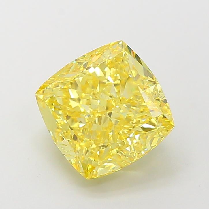 3.67 Ct. Fancy Vivid Yellow Cushion Lab Grown Diamond
