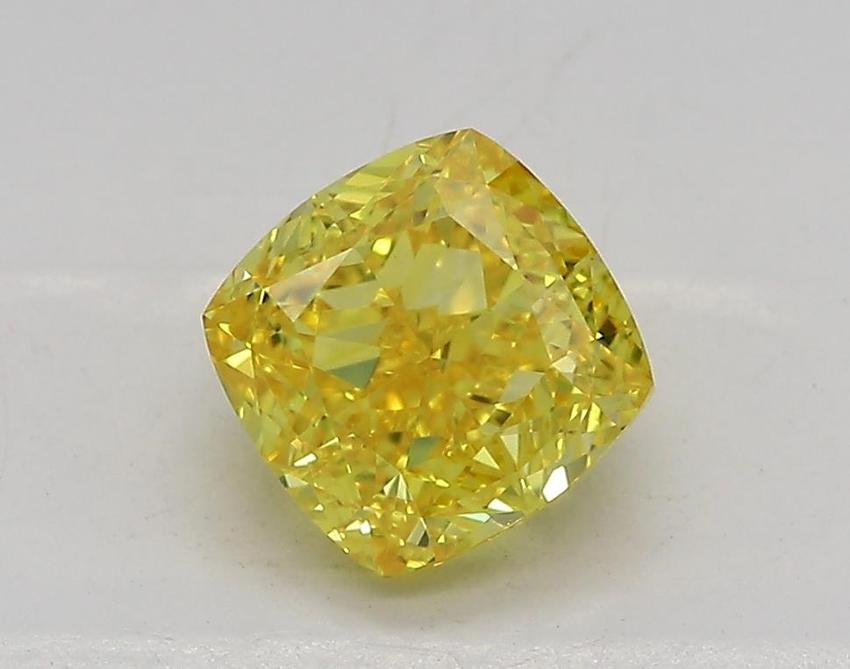 1.27 Ct. Fancy Vivid  Yellow Cushion Lab Grown Diamond