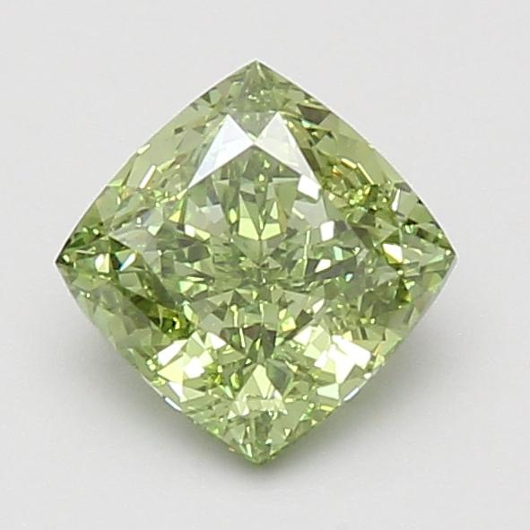 1.45 Ct. Fancy Vivid Green Cushion Lab Grown Diamond