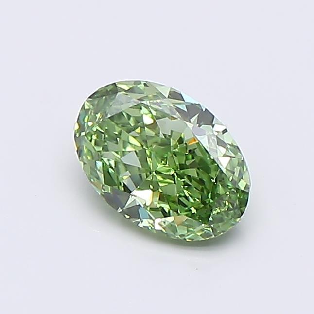 0.71 Ct. Fancy Vivid Green Oval Lab Grown Diamond