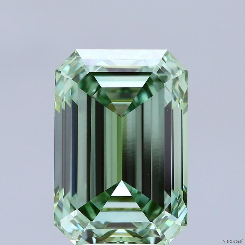 7.09 Ct. Fancy Vivid  Green Emerald Lab Grown Diamond