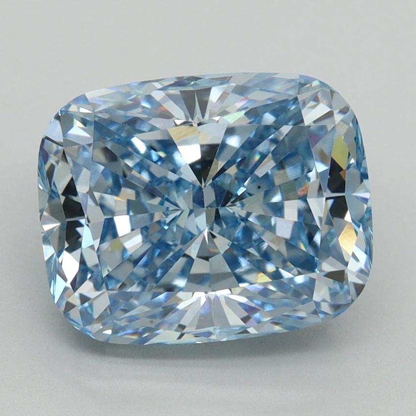 4.14 Ct. Fancy Vivid Blue Cushion Lab Grown Diamond