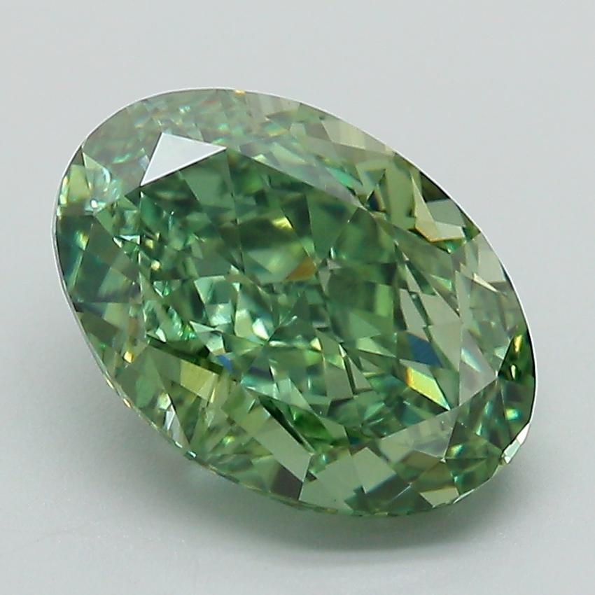 3.04 Ct. Fancy Vivid Green Oval Lab Grown Diamond