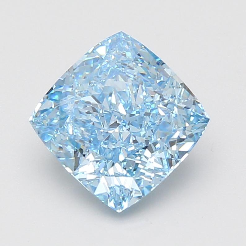 3.06 Ct. Fancy Vivid Blue Cushion Lab Grown Diamond