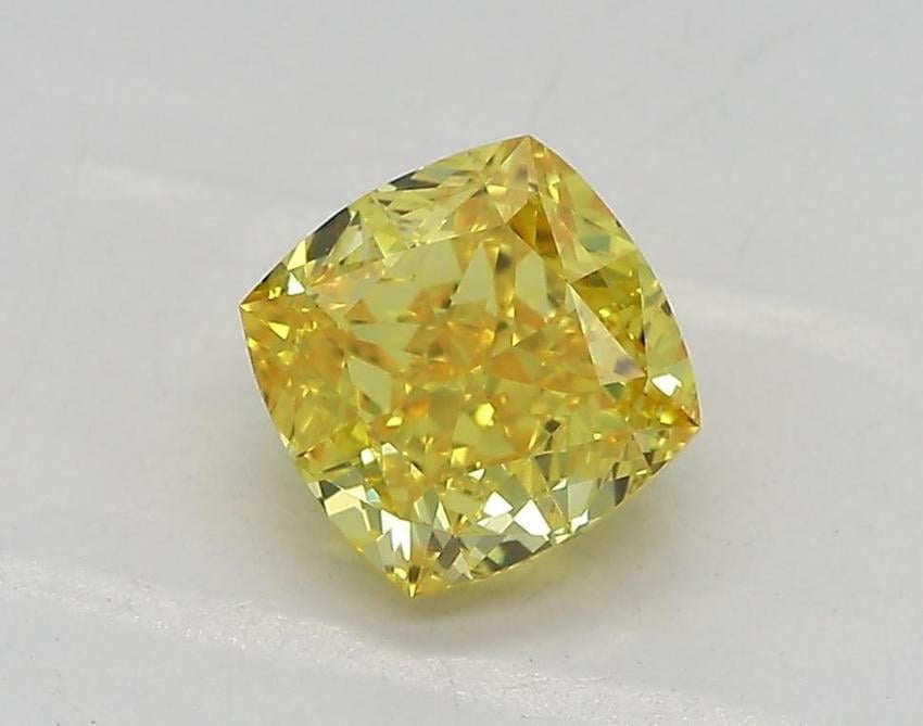 1.03 Ct. Fancy Vivid Yellow Cushion Lab Grown Diamond