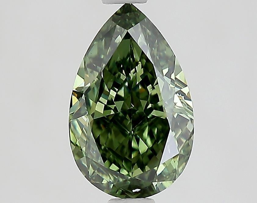 1.54 Ct. Fancy Vivid Green Pear Lab Grown Diamond