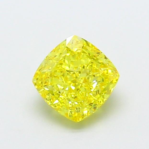 1.22 Ct. Fancy Vivid Yellow Cushion Lab Grown Diamond