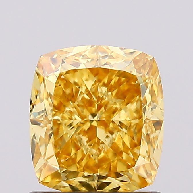 1.22 Ct. Fancy Vivid Yellow Cushion Lab Grown Diamond