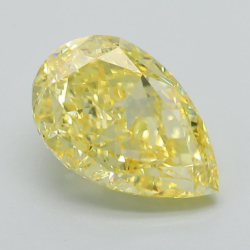 4.04 Ct. Fancy Vivid Yellow Pear Lab Grown Diamond