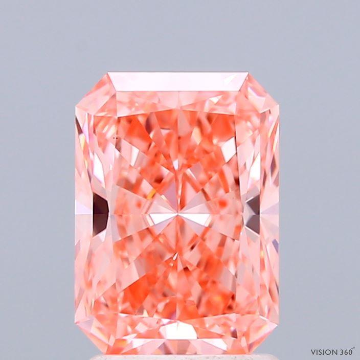 2.03 Ct. Fancy Vivid Orange Pink Radiant Lab Grown Diamond