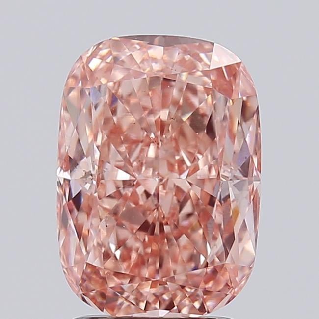 2.58 Ct. Fancy Vivid Brownish Pink Cushion Lab Grown Diamond