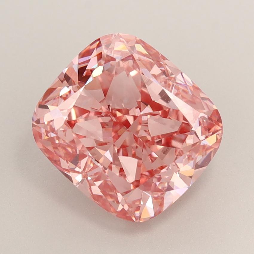 4.12 Ct. Fancy Vivid  Pink Cushion Lab Grown Diamond