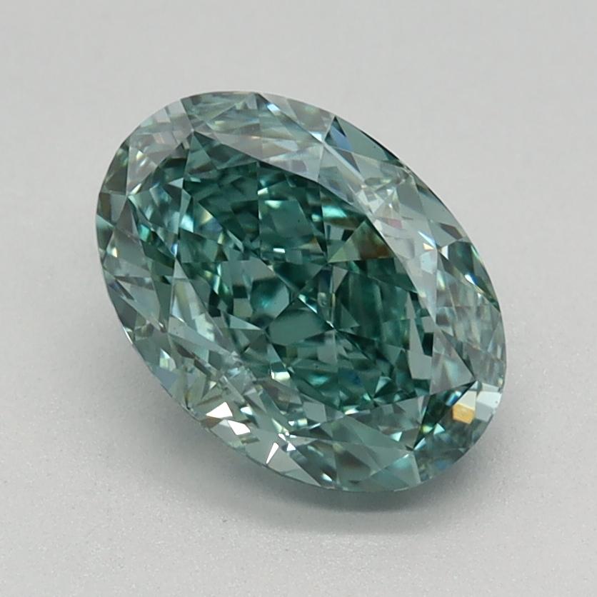 1.31 Ct. Fancy Vivid Bluish Green Oval Lab Grown Diamond