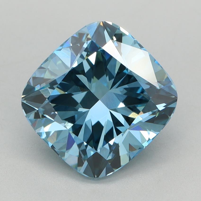2.58 Ct. Fancy Vivid Blue Cushion Lab Grown Diamond