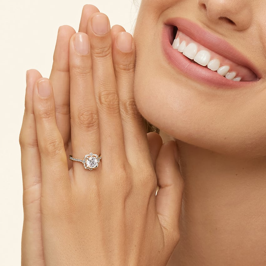 18K Yellow Gold Reina Halo Diamond Ring, large additional view 1