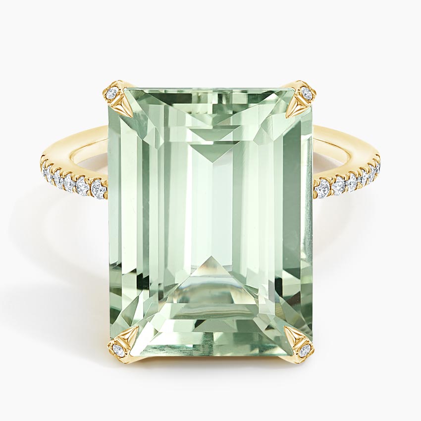 18K Yellow Gold Festivity Prasiolite and Diamond Cocktail Ring