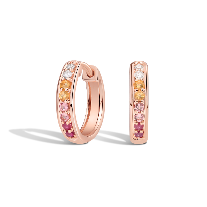 Pink Ombre Gemstone Huggie Earrings 