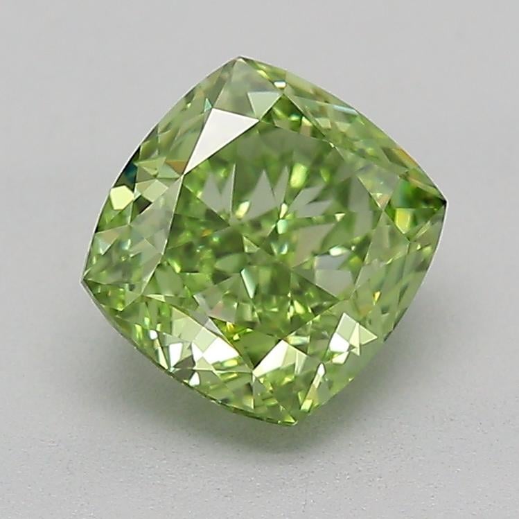 1.03 Ct. Fancy Vivid Green Cushion Lab Grown Diamond
