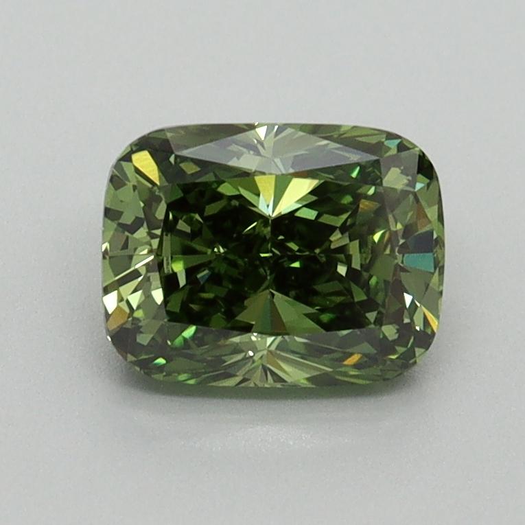 1.10 Ct. Fancy Vivid Green Cushion Lab Grown Diamond