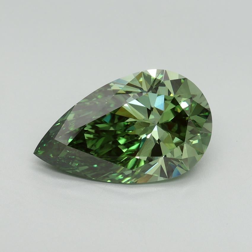 5.59 Ct. Fancy Vivid Pacific Green Pear Lab Grown Diamond