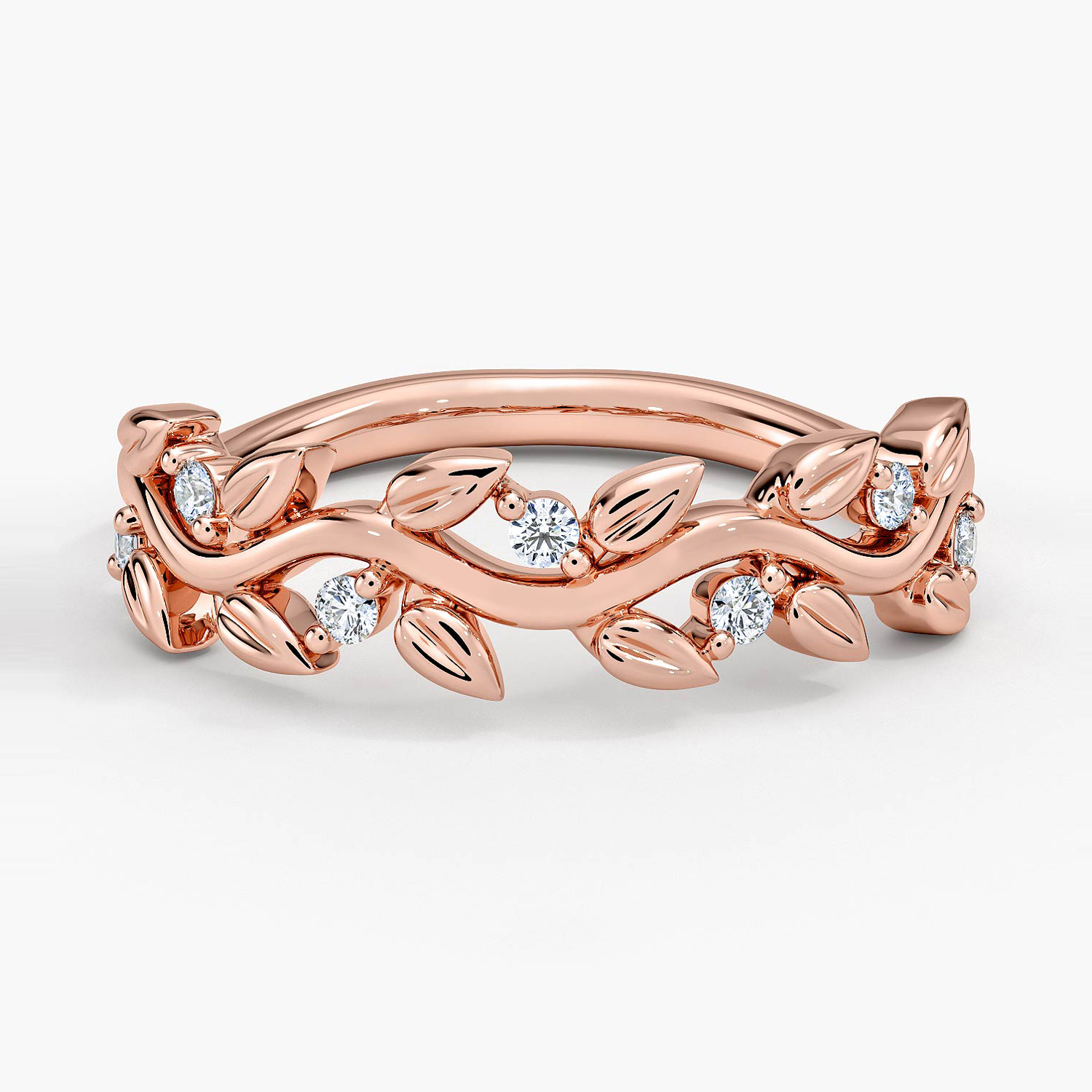 Rose gold diamond engagement ring with surprise diamond details