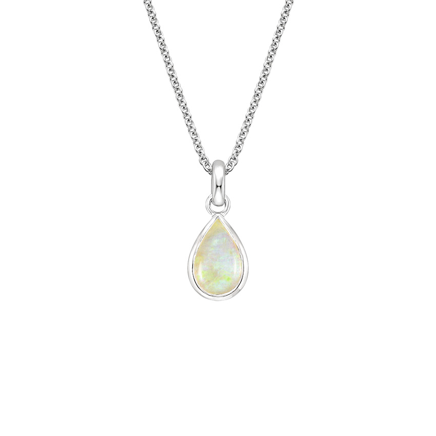 Teardrop Opal and Silver Pendant 