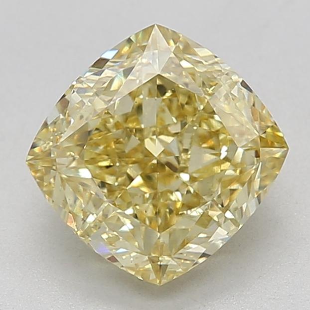 3.33 Ct. Fancy Vivid Yellow Cushion Lab Grown Diamond