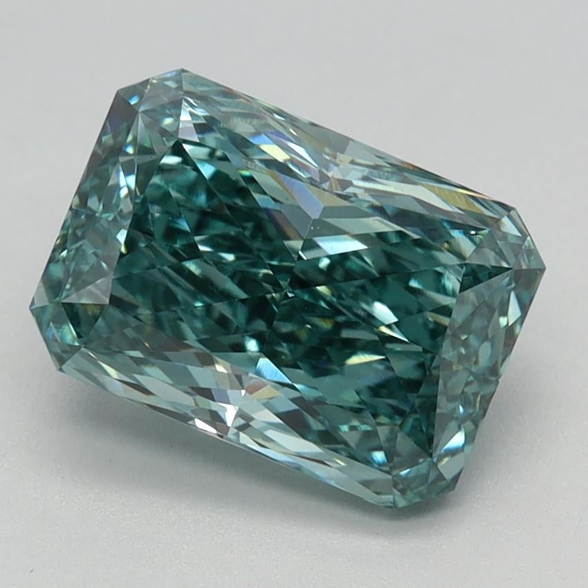 2.43 Ct. Fancy Vivid Bluish Green Radiant Lab Grown Diamond