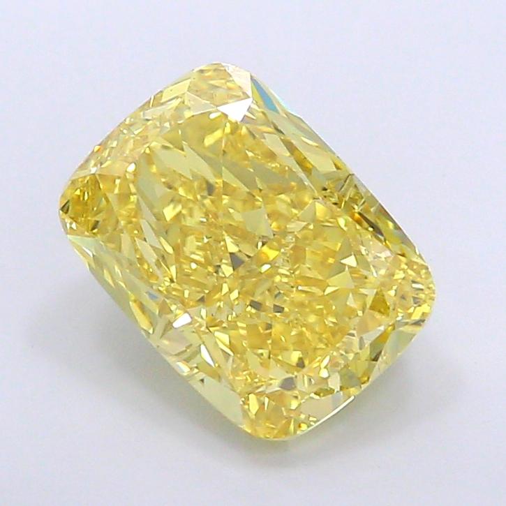 6.57 Ct. Fancy Intense Yellow Cushion Lab Grown Diamond