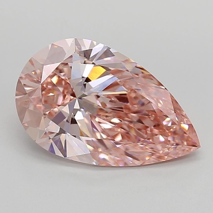 4.04 Ct. Fancy Vivid  Pink Pear Lab Grown Diamond