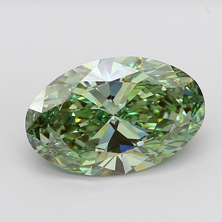 7.01 Ct. Fancy Vivid Green Oval Lab Grown Diamond
