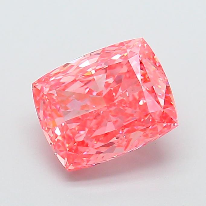 3.06 Ct. Fancy Vivid Pink Cushion Lab Grown Diamond