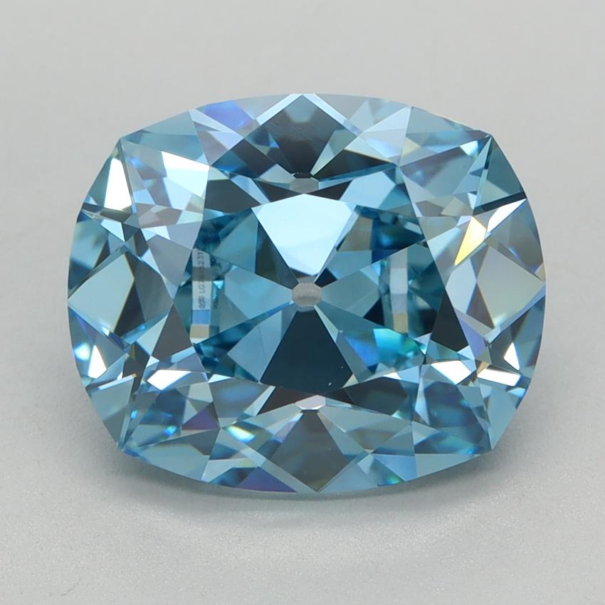 3.28 Ct. Fancy Vivid Blue Cushion Lab Grown Diamond