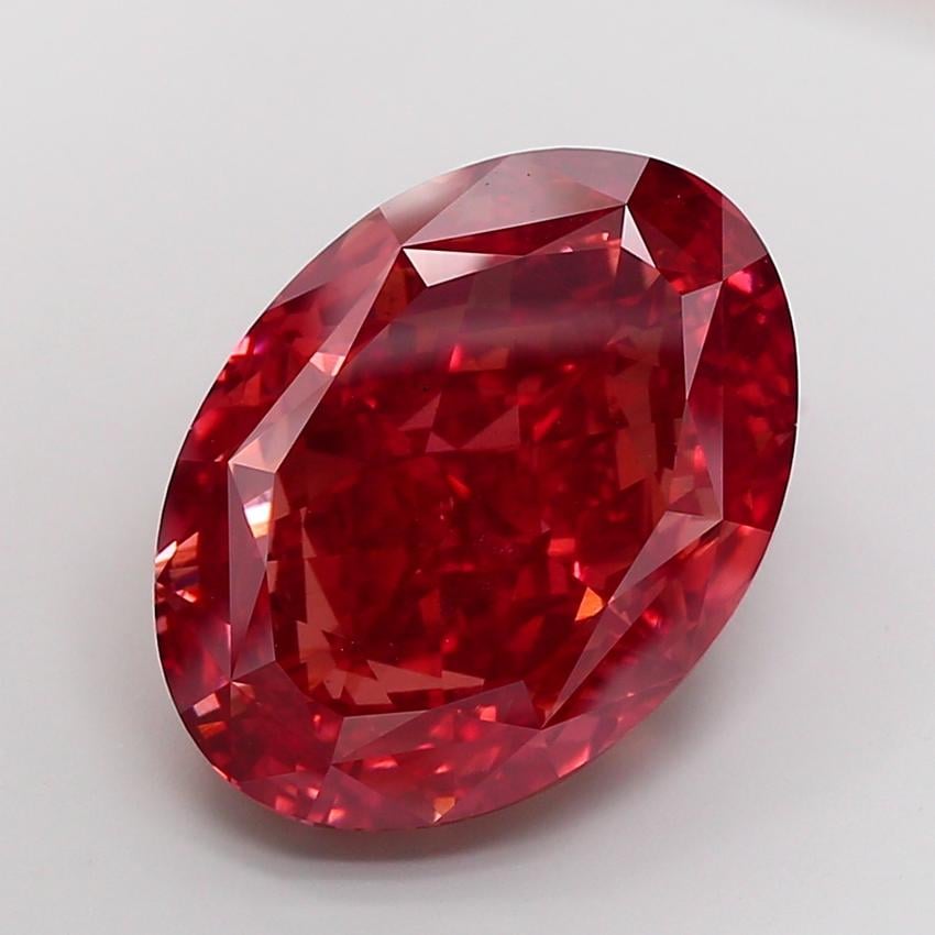 25.24 Ct. Fancy Vivid Pink Oval Lab Grown Diamond