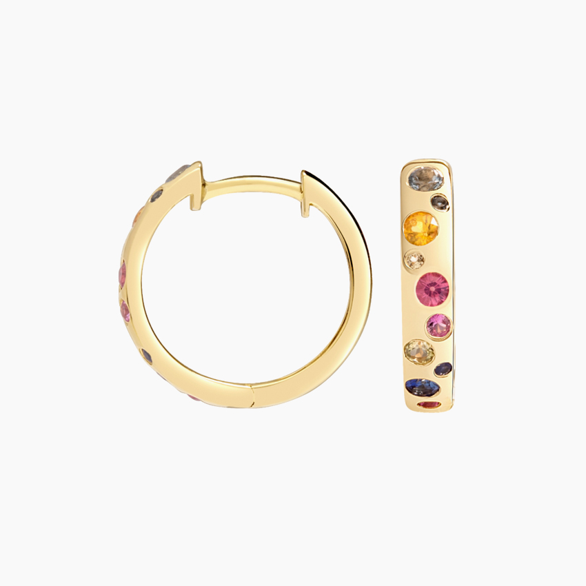 14K Yellow Gold Mosaic Hoop Earrings