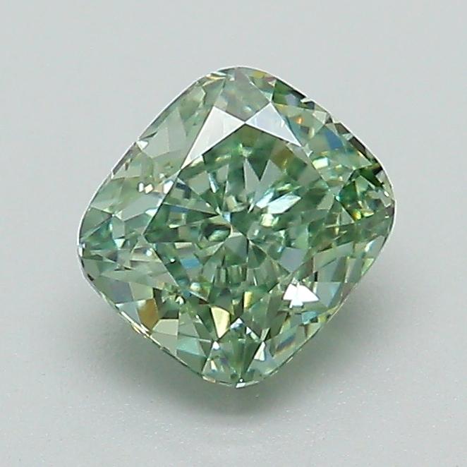 1.01 Ct. Fancy Vivid Green Cushion Lab Grown Diamond