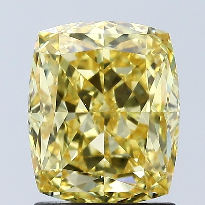 2.05 Ct. Fancy Vivid Yellow Cushion Lab Grown Diamond