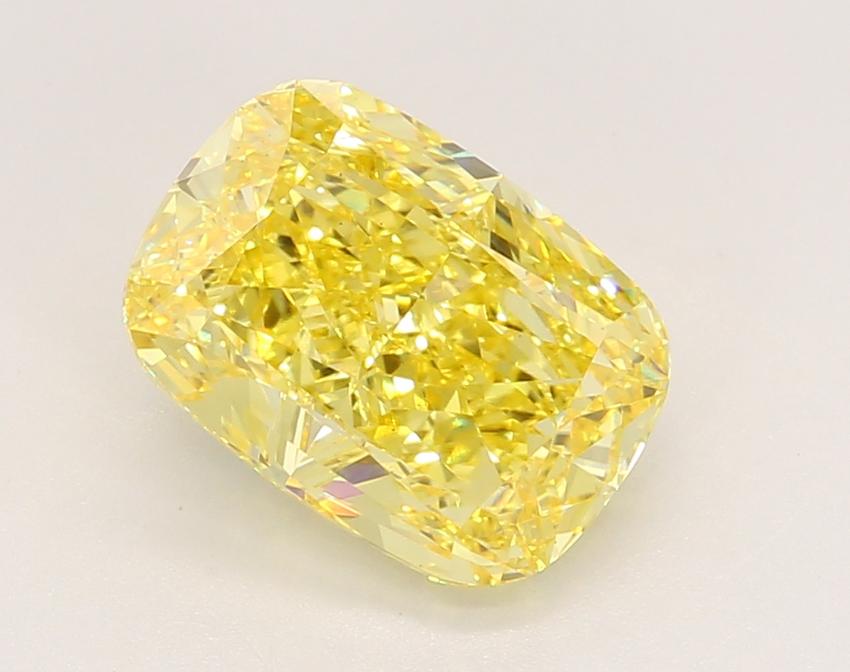 3.09 Ct. Fancy Vivid Yellow Cushion Lab Grown Diamond