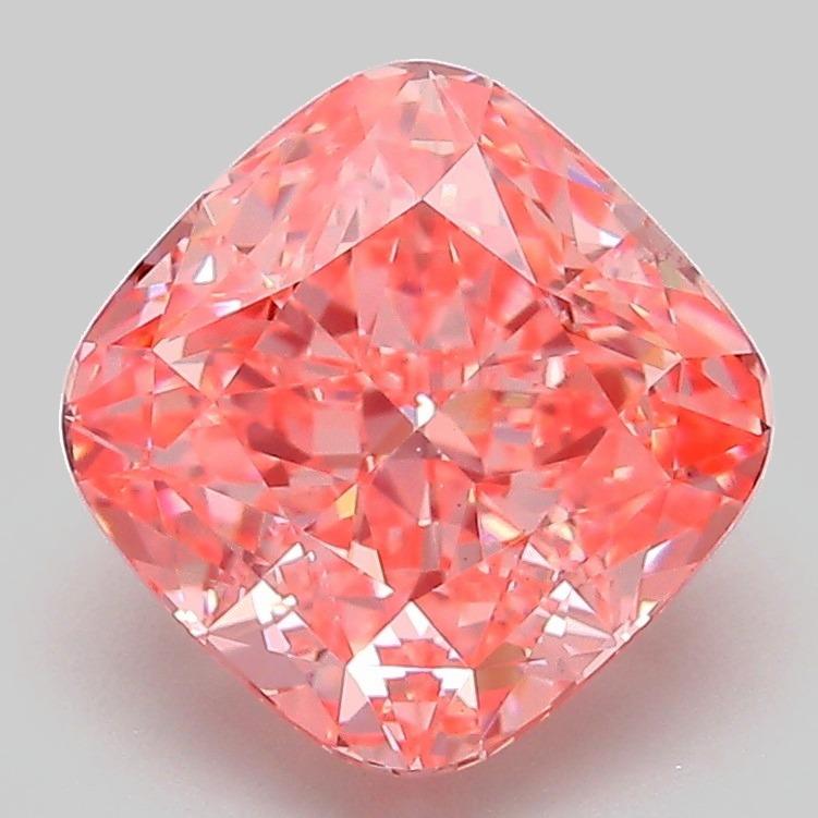 3.06 Ct. Fancy Vivid Pink Cushion Lab Grown Diamond