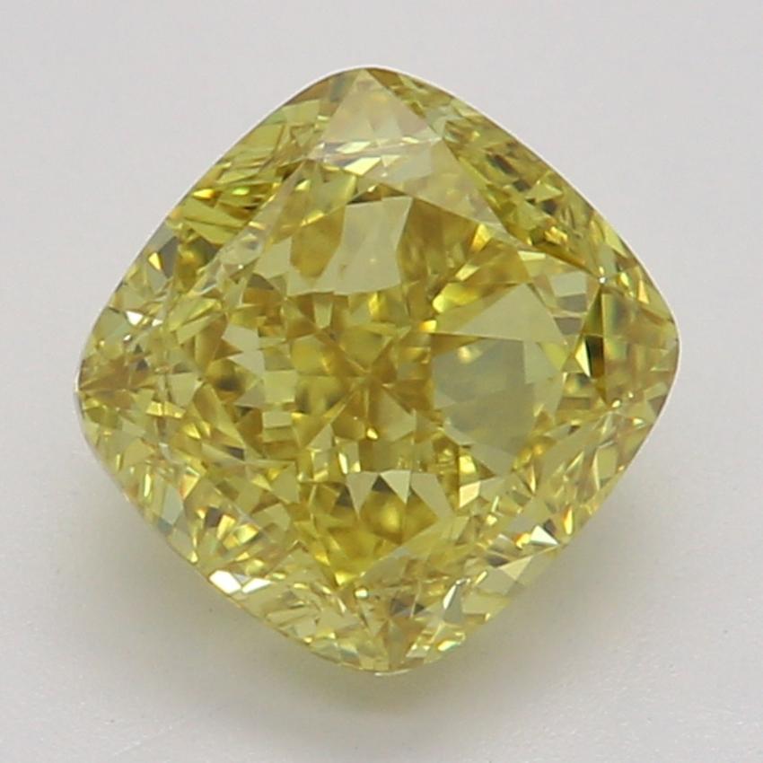 0.90 Ct. Fancy Intense Yellow Cushion Diamond