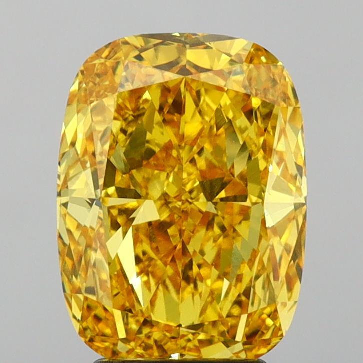3.52 Ct. Fancy Vivid Yellow Cushion Lab Grown Diamond